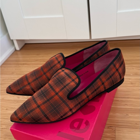 NWT Real leather Orange and Black Women\'s Loafers, size eu 41, us 40